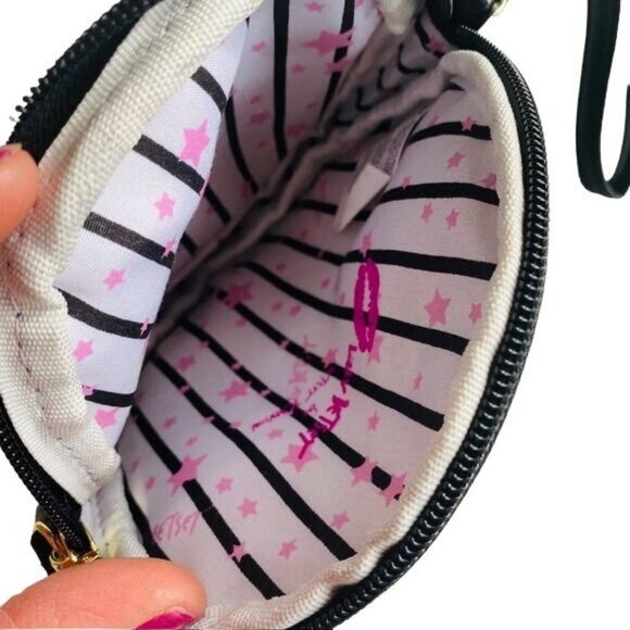 Betsy Johnson Snowman Wristlet Coin Clutch Round Silver Pink Purse - Picture 6 of 10